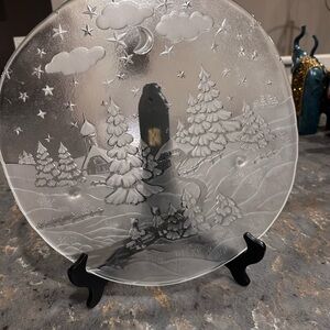 Winter Wonderland Glass Art Plate